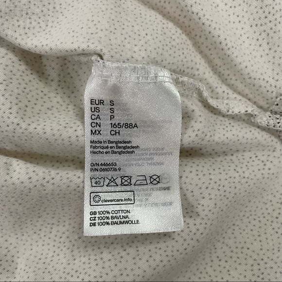 H&M Basic 100% Cotton Tee Shirt, Short Sleeve Cream with Black Dots Size Small - Picture 5 of 7